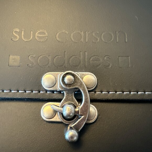 Sue Carson Saddles Black Bag Pouch Antique Nickel Clasp Lock - Picture 6 of 10